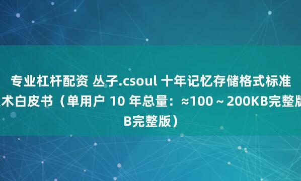 专业杠杆配资 丛子.csoul 十年记忆存储格式标准技术白皮书（单用户 10 年总量：≈100～200KB完整版）